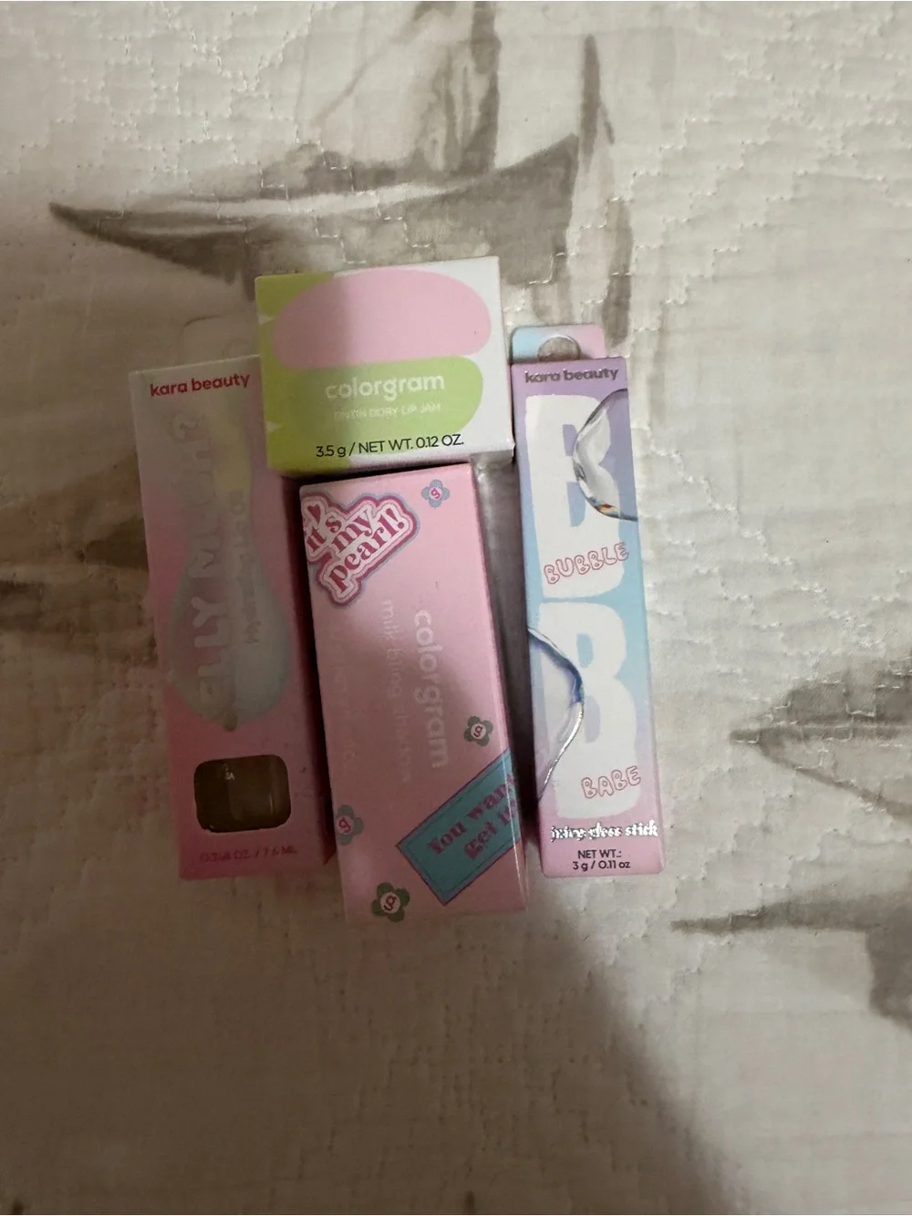 Kara Beauty Colorgram Pink Lip Balm & Gloss Set - Soft Pink Shades bundle of 4